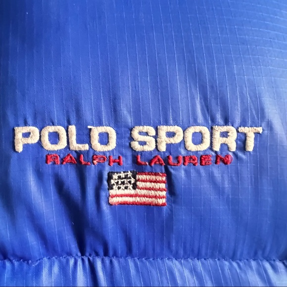 VINTAGE 90's POLO Sport RALPH LAUREN Ocean Blue Quilted Down Puffer Puffer Jacke - Picture 2 of 16